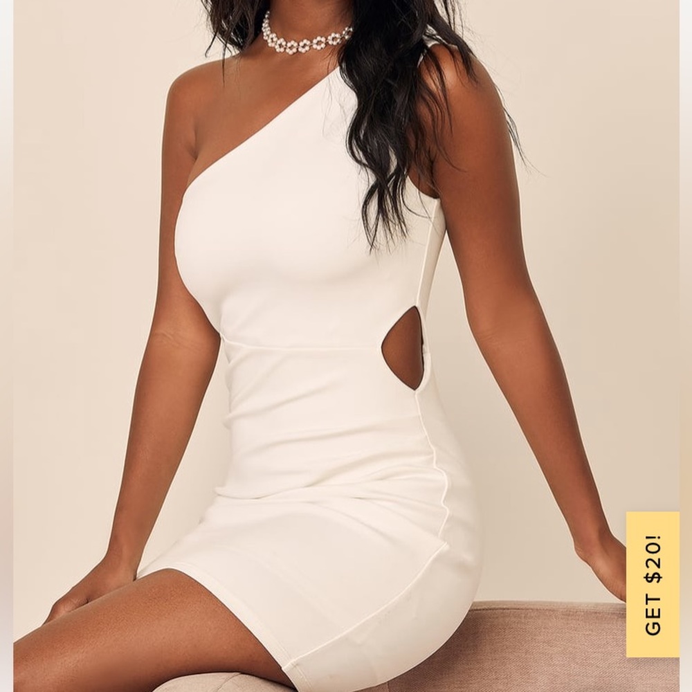 What About Tonight White One-Shoulder Bodycon Mini Dress